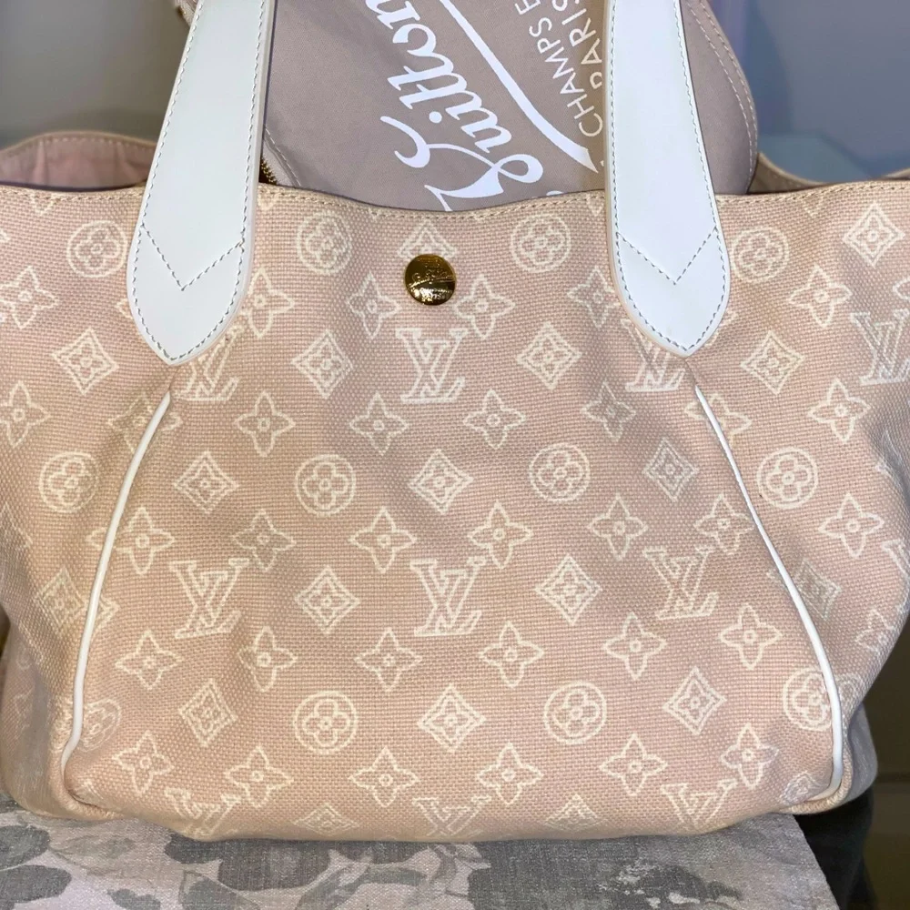 💯AUTH VINTAGE LOUIS VUITTON ARTICLES DE VOYAGE BEIGE CANVAS CABAS GM TOTE /POUCH - Picture 11 of 17